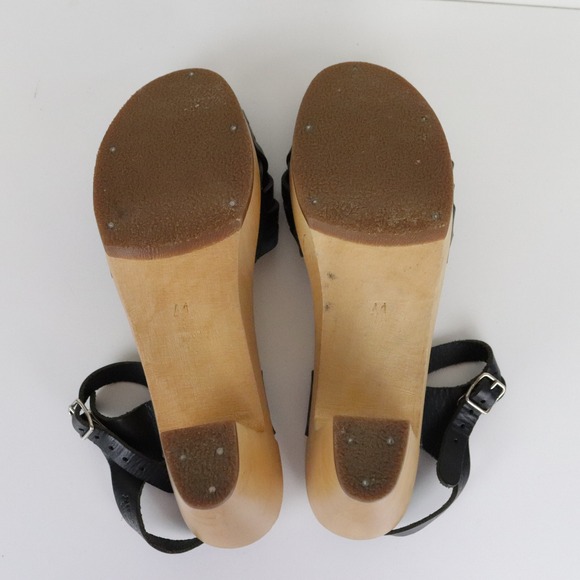 Swedish Hasbeens Braided Sky High Clog Sandals Womens 41 11 Black - Picture 11 of 12